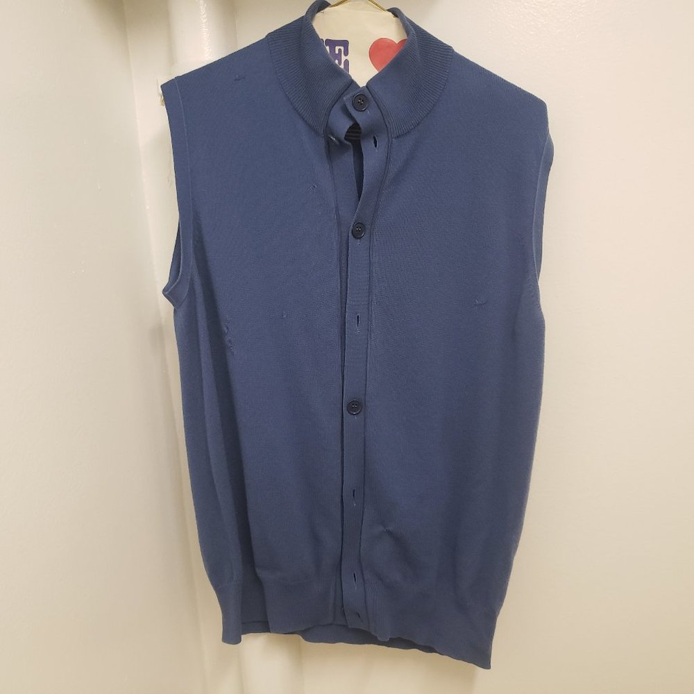 FLAWS Loro Piana vest 100% Cashmere Light Blue Button Men’s Size 52